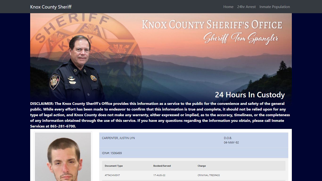 Knox County Tennessee - Sheriff - 24 Hour Arrests